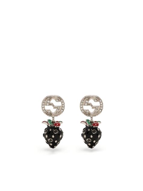 gucci black drop earrings|gucci interlocking earrings.